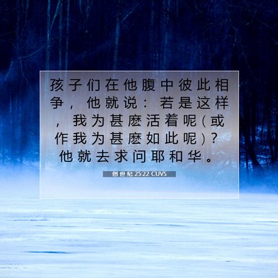 Picture 07 - 创 世 纪 25:22 CUVS - 孩 子 们 在 他 腹 中 彼 此 相 争 ， - Bible Verse Picture