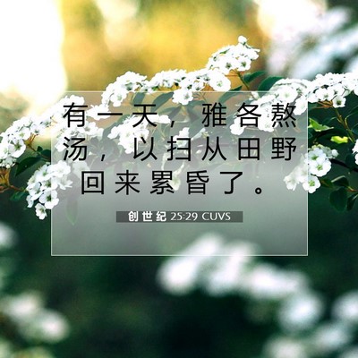 Picture 07 - 创 世 纪 25:29 CUVS - 有 一 天 ， 雅 各 熬 汤 ， 以 扫 从 - Bible Verse Picture