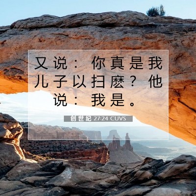Picture 07 - 创 世 纪 27:24 CUVS - 又 说 ： 你 真 是 我 儿 子 以 扫 麽 - Bible Verse Picture