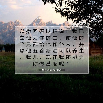 Picture 07 - 创 世 纪 27:37 CUVS - 以 撒 回 答 以 扫 说 ： 我 已 立 他 - Bible Verse Picture