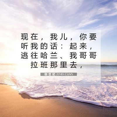 Picture 07 - 创 世 纪 27:43 CUVS - 现 在 ， 我 儿 ， 你 要 听 我 的 话 - Bible Verse Picture
