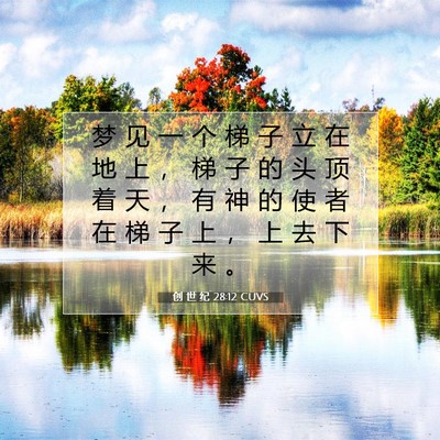 Picture 07 - 创 世 纪 28:12 CUVS - 梦 见 一 个 梯 子 立 在 地 上 ， 梯 - Bible Verse Picture
