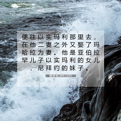 Picture 07 - 创 世 纪 28:9 CUVS - 便 往 以 实 玛 利 那 里 去 ， 在 他 - Bible Verse Picture