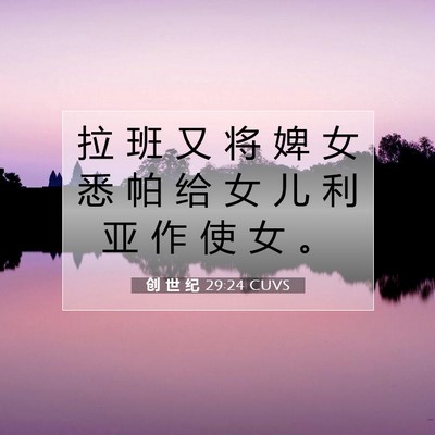 Picture 07 - 创 世 纪 29:24 CUVS - 拉 班 又 将 婢 女 悉 帕 给 女 儿 利 - Bible Verse Picture