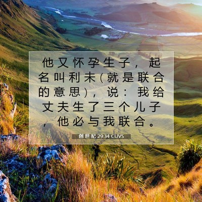 Picture 07 - 创 世 纪 29:34 CUVS - 他 又 怀 孕 生 子 ， 起 名 叫 利 未 ( - Bible Verse Picture
