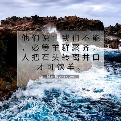 Picture 07 - 创 世 纪 29:8 CUVS - 他 们 说 ： 我 们 不 能 ， 必 等 羊 - Bible Verse Picture