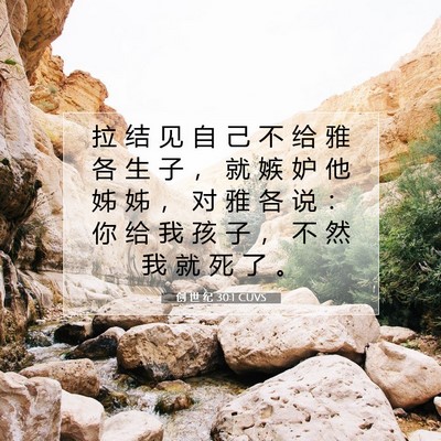 Picture 07 - 创 世 纪 30:1 CUVS - 拉 结 见 自 己 不 给 雅 各 生 子 ， - Bible Verse Picture