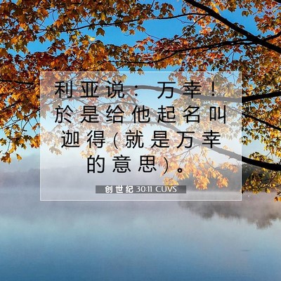 Picture 07 - 创 世 纪 30:11 CUVS - 利 亚 说 ： 万 幸 ！ 於 是 给 他 起 - Bible Verse Picture
