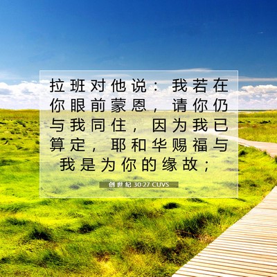 Picture 07 - 创 世 纪 30:27 CUVS - 拉 班 对 他 说 ： 我 若 在 你 眼 前 - Bible Verse Picture