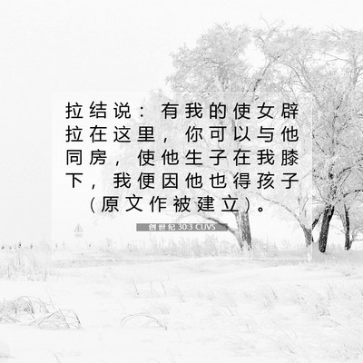 Picture 07 - 创 世 纪 30:3 CUVS - 拉 结 说 ： 有 我 的 使 女 辟 拉 在 - Bible Verse Picture