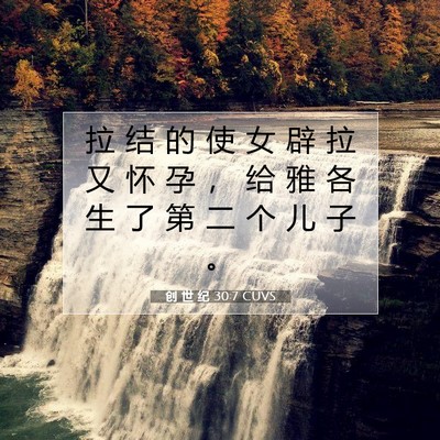 Picture 07 - 创 世 纪 30:7 CUVS - 拉 结 的 使 女 辟 拉 又 怀 孕 ， 给 - Bible Verse Picture