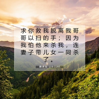 Picture 07 - 创 世 纪 32:11 CUVS - 求 你 救 我 脱 离 我 哥 哥 以 扫 的 - Bible Verse Picture