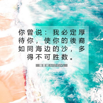 Picture 07 - 创 世 纪 32:12 CUVS - 你 曾 说 ： 我 必 定 厚 待 你 ， 使 - Bible Verse Picture