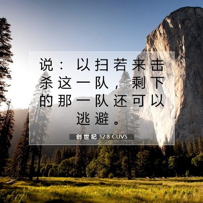 Picture 07 - 创 世 纪 32:8 CUVS - 说 ： 以 扫 若 来 击 杀 这 一 队 ， - Bible Verse Picture
