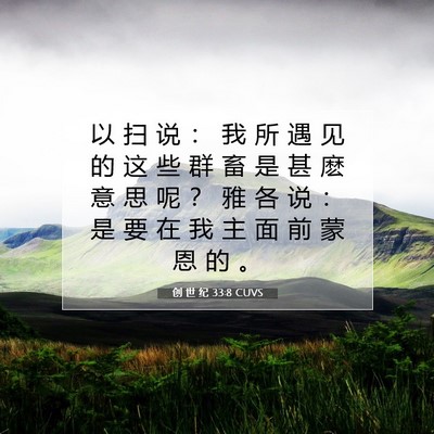 Picture 07 - 创 世 纪 33:8 CUVS - 以 扫 说 ： 我 所 遇 见 的 这 些 群 - Bible Verse Picture