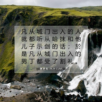Picture 07 - 创 世 纪 34:24 CUVS - 凡 从 城 门 出 入 的 人 就 都 听 从 - Bible Verse Picture