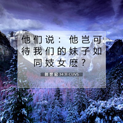 Picture 07 - 创 世 纪 34:31 CUVS - 他 们 说 ： 他 岂 可 待 我 们 的 妹 - Bible Verse Picture