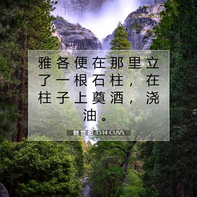 Picture 07 - 创 世 纪 35:14 CUVS - 雅 各 便 在 那 里 立 了 一 根 石 柱 - Bible Verse Picture