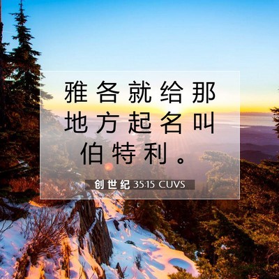 Picture 07 - 创 世 纪 35:15 CUVS - 雅 各 就 给 那 地 方 起 名 叫 伯 特 - Bible Verse Picture