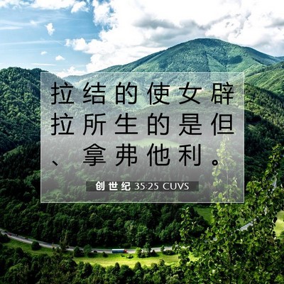 Picture 07 - 创 世 纪 35:25 CUVS - 拉 结 的 使 女 辟 拉 所 生 的 是 但 - Bible Verse Picture