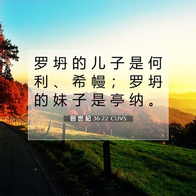 Picture 07 - 创 世 纪 36:22 CUVS - 罗 坍 的 儿 子 是 何 利 、 希 幔 ； - Bible Verse Picture