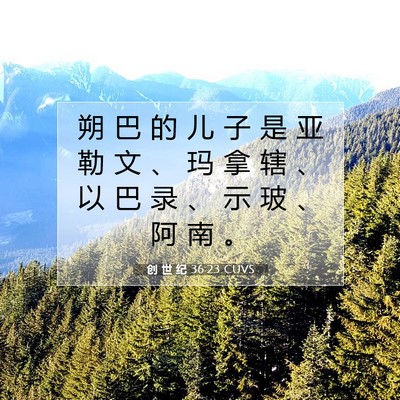 Picture 07 - 创 世 纪 36:23 CUVS - 朔 巴 的 儿 子 是 亚 勒 文 、 玛 拿 - Bible Verse Picture
