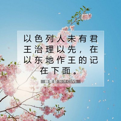 Picture 07 - 创 世 纪 36:31 CUVS - 以 色 列 人 未 有 君 王 治 理 以 先 - Bible Verse Picture