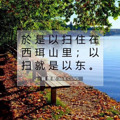 Picture 07 - 创 世 纪 36:8 CUVS - 於 是 以 扫 住 在 西 珥 山 里 ； 以 - Bible Verse Picture