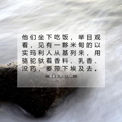 Picture 07 - 创 世 纪 37:25 CUVS - 他 们 坐 下 吃 饭 ， 举 目 观 看 ， - Bible Verse Picture