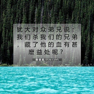 Picture 07 - 创 世 纪 37:26 CUVS - 犹 大 对 众 弟 兄 说 ： 我 们 杀 我 - Bible Verse Picture
