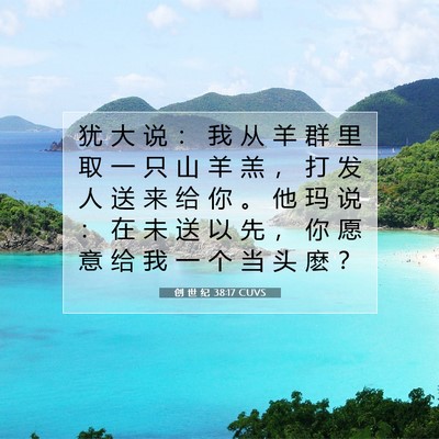Picture 07 - 创 世 纪 38:17 CUVS - 犹 大 说 ： 我 从 羊 群 里 取 一 只 - Bible Verse Picture