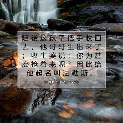Picture 07 - 创 世 纪 38:29 CUVS - 随 後 这 孩 子 把 手 收 回 去 ， 他 - Bible Verse Picture