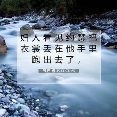 Picture 07 - 创 世 纪 39:13 CUVS - 妇 人 看 见 约 瑟 把 衣 裳 丢 在 他 - Bible Verse Picture