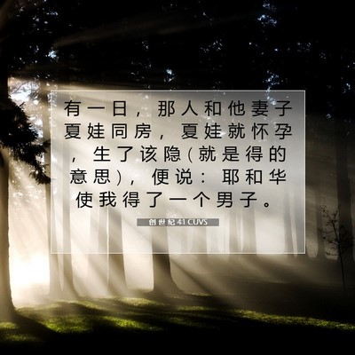 Picture 07 - 创 世 纪 4:1 CUVS - 有 一 日 ， 那 人 和 他 妻 子 夏 娃 - Bible Verse Picture