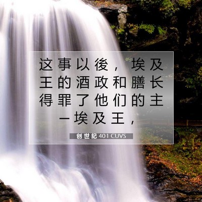 Picture 07 - 创 世 纪 40:1 CUVS - 这 事 以 後 ， 埃 及 王 的 酒 政 和 - Bible Verse Picture