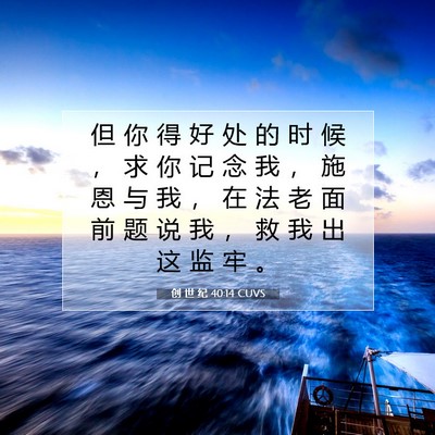 Picture 07 - 创 世 纪 40:14 CUVS - 但 你 得 好 处 的 时 候 ， 求 你 记 - Bible Verse Picture