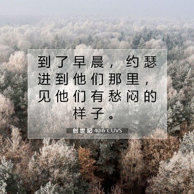 Picture 07 - 创 世 纪 40:6 CUVS - 到 了 早 晨 ， 约 瑟 进 到 他 们 那 - Bible Verse Picture