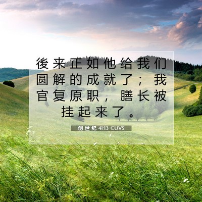 Picture 07 - 创 世 纪 41:13 CUVS - 後 来 正 如 他 给 我 们 圆 解 的 成 - Bible Verse Picture