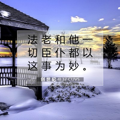 Picture 07 - 创 世 纪 41:37 CUVS - 法 老 和 他 一 切 臣 仆 都 以 这 事 - Bible Verse Picture