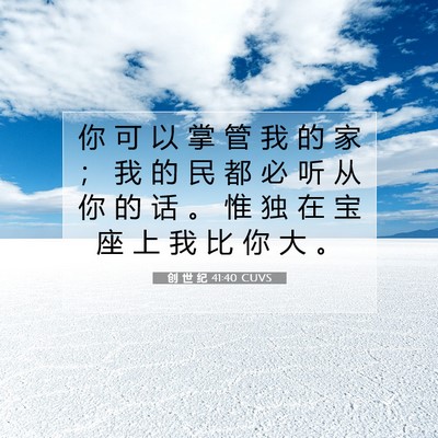 Picture 07 - 创 世 纪 41:40 CUVS - 你 可 以 掌 管 我 的 家 ； 我 的 民 - Bible Verse Picture