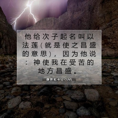 Picture 07 - 创 世 纪 41:52 CUVS - 他 给 次 子 起 名 叫 以 法 莲 ( 就 是 - Bible Verse Picture