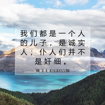 Picture 07 - 创 世 纪 42:11 CUVS - 我 们 都 是 一 个 人 的 儿 子 ， 是 - Bible Verse Picture