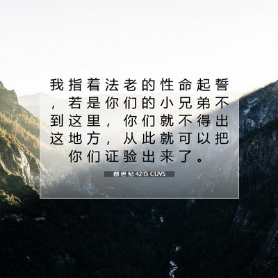 Picture 07 - 创 世 纪 42:15 CUVS - 我 指 着 法 老 的 性 命 起 誓 ， 若 - Bible Verse Picture