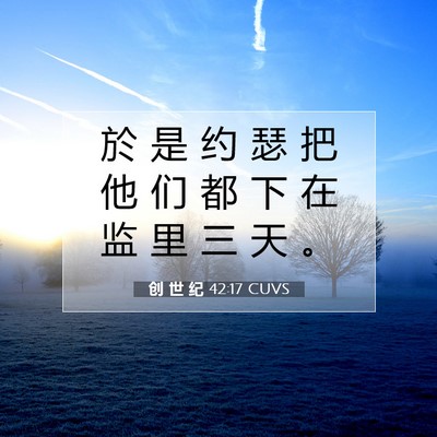 Picture 07 - 创 世 纪 42:17 CUVS - 於 是 约 瑟 把 他 们 都 下 在 监 里 - Bible Verse Picture