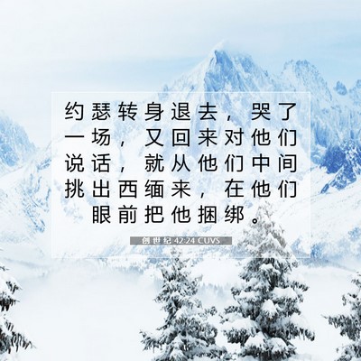 Picture 07 - 创 世 纪 42:24 CUVS - 约 瑟 转 身 退 去 ， 哭 了 一 场 ， - Bible Verse Picture