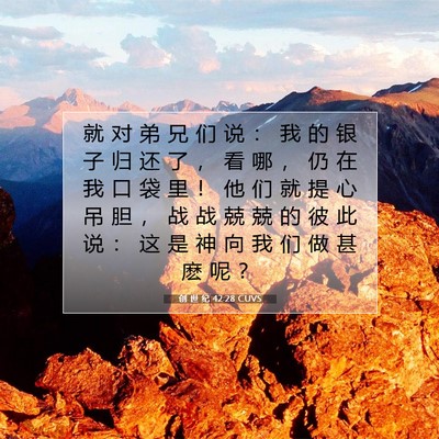 Picture 07 - 创 世 纪 42:28 CUVS - 就 对 弟 兄 们 说 ： 我 的 银 子 归 - Bible Verse Picture
