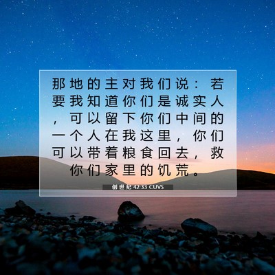 Picture 07 - 创 世 纪 42:33 CUVS - 那 地 的 主 对 我 们 说 ： 若 要 我 - Bible Verse Picture