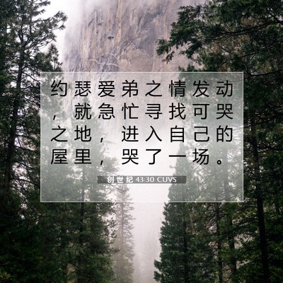 Picture 07 - 创 世 纪 43:30 CUVS - 约 瑟 爱 弟 之 情 发 动 ， 就 急 忙 - Bible Verse Picture