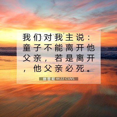 Picture 07 - 创 世 纪 44:22 CUVS - 我 们 对 我 主 说 ： 童 子 不 能 离 - Bible Verse Picture