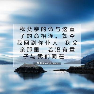 Picture 07 - 创 世 纪 44:30 CUVS - 我 父 亲 的 命 与 这 童 子 的 命 相 - Bible Verse Picture